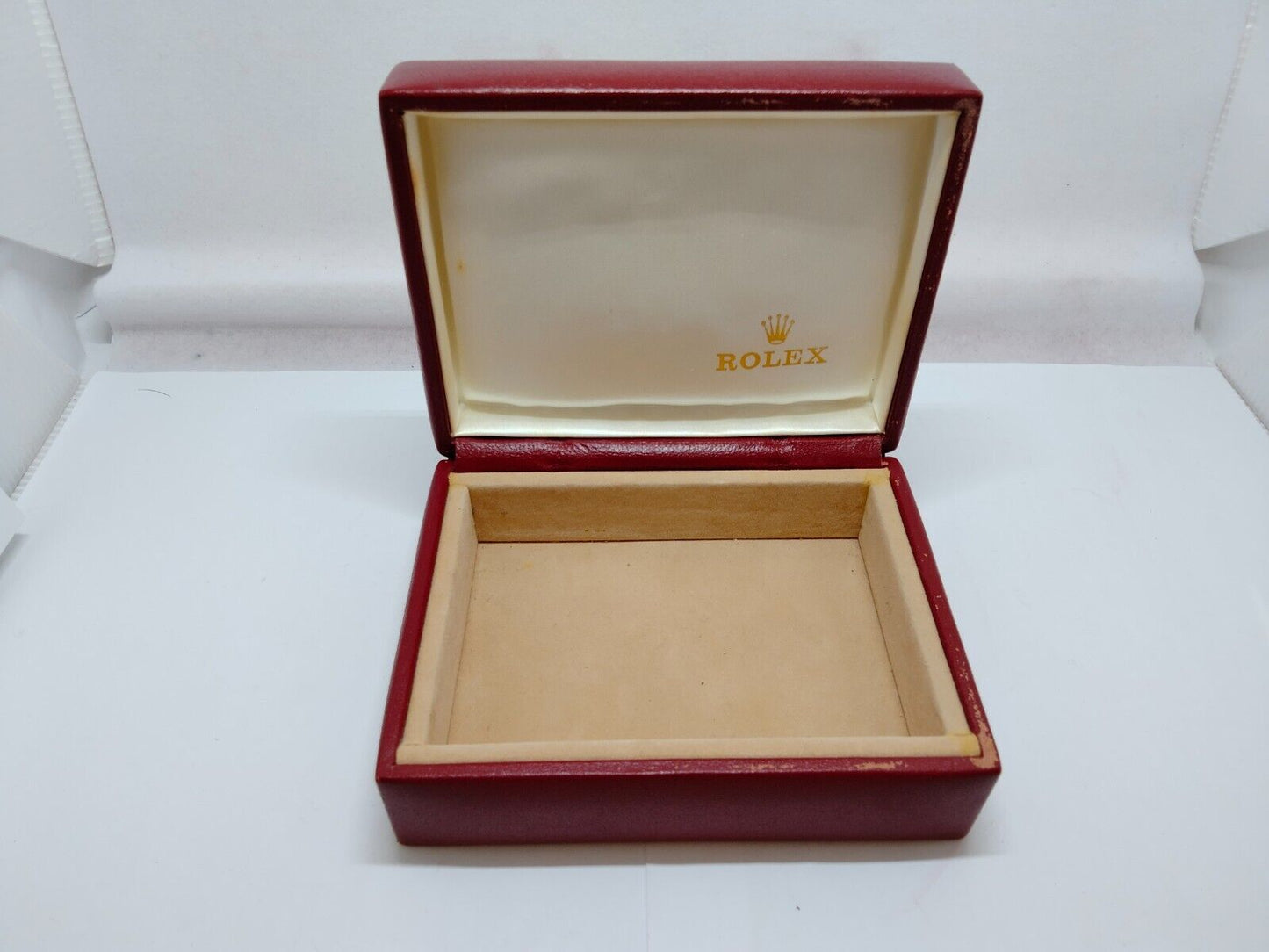 VINATAGE GENUINE ROLEX watch box case red wood leather 14.00.08 1021003y1S