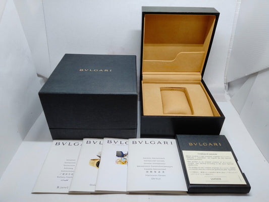 GENUINE BVLGARI watch box case black Warranty Guarantee leather wood 230520007yS