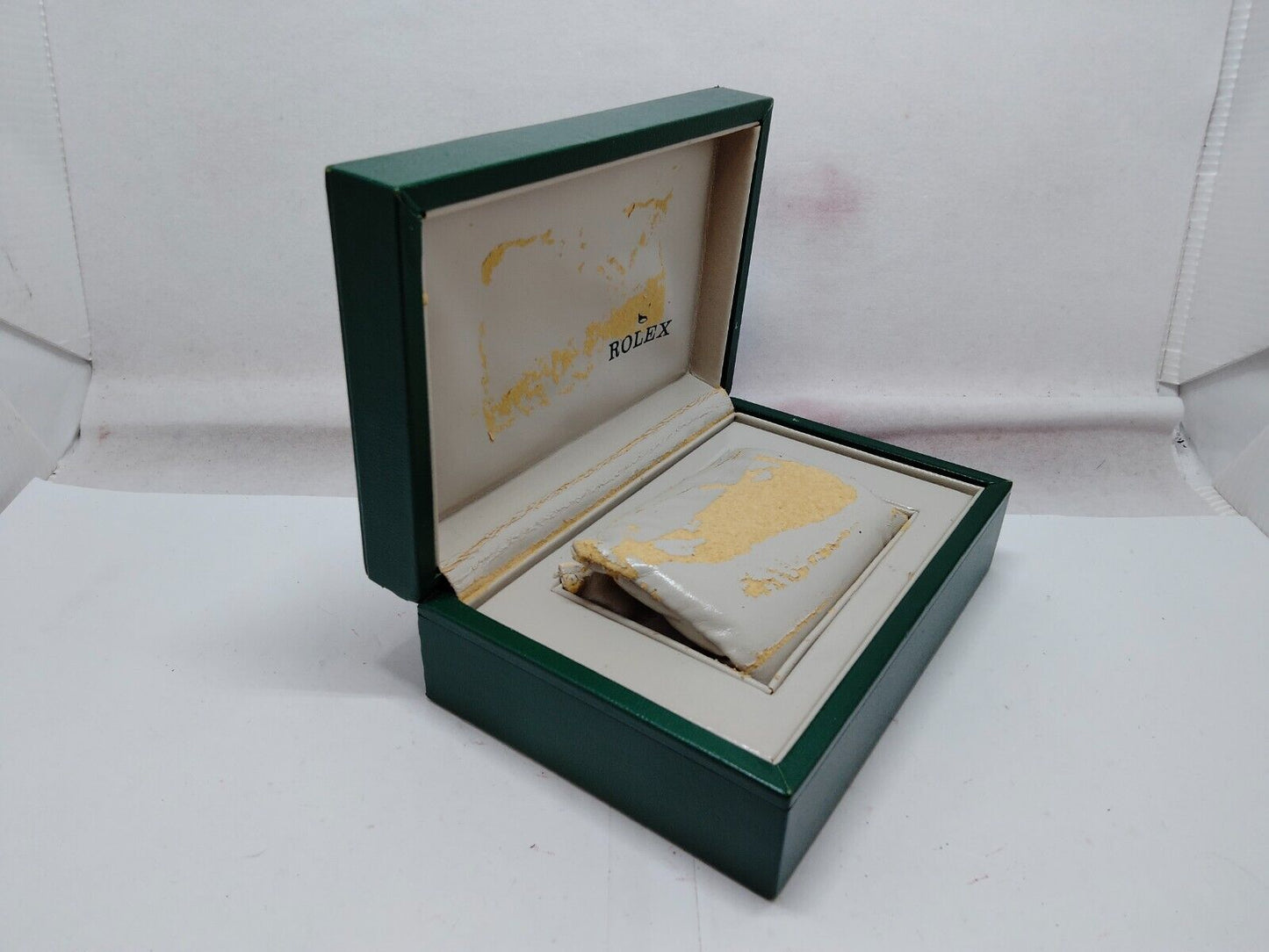 VINTAGE GENUINE ROLEX watch box case 68.00.06 wood leather green 230924003y3S