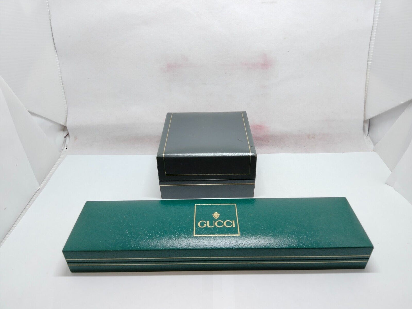 VINTAGE GENUINE GUCCI Dunhill watch box case Green leather wood 230602001y4S