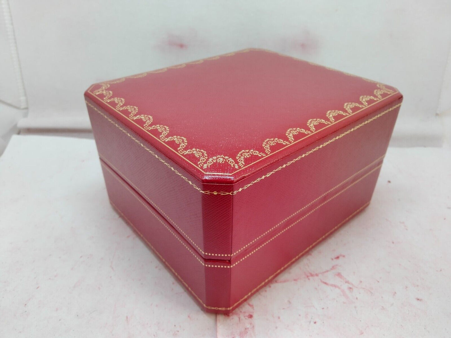 VINTAGE GENUINE CARTIER Red watch box case wood leather booklet 231013003y3S