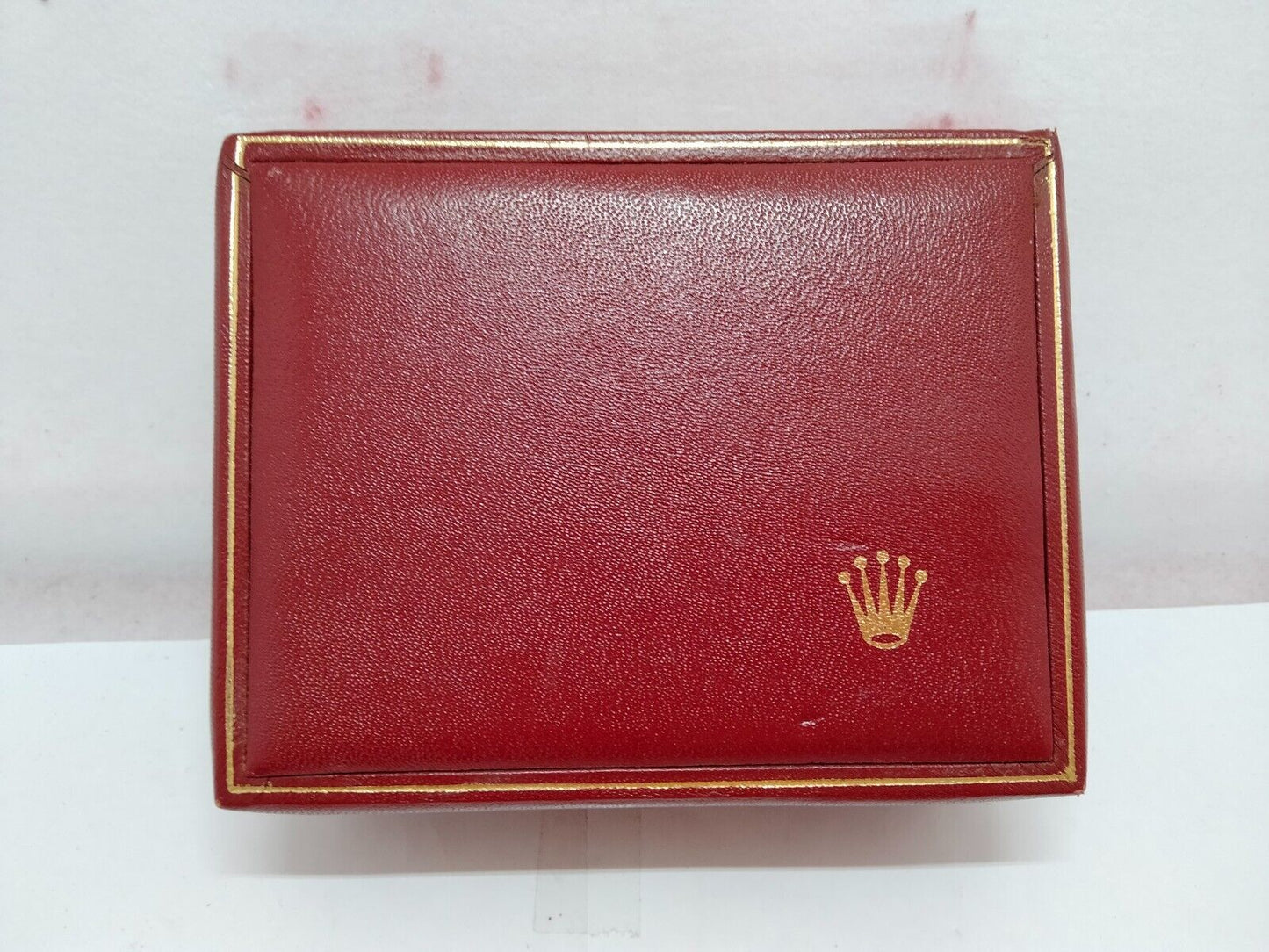 VINTAGE GENUINE ROLEX Red watch box case 14.00.08 wood leather 1019004eS