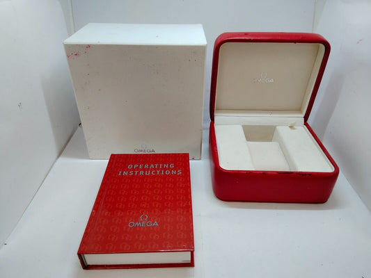 VINTAGE GENUINE OMEGA Speedmaster Seamaster watch box case red 0719001y3S