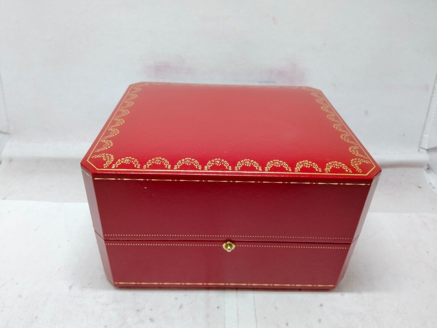 VINTAGE GENUINE CARTIER Red watch box case booklet wood leather 230914010yS