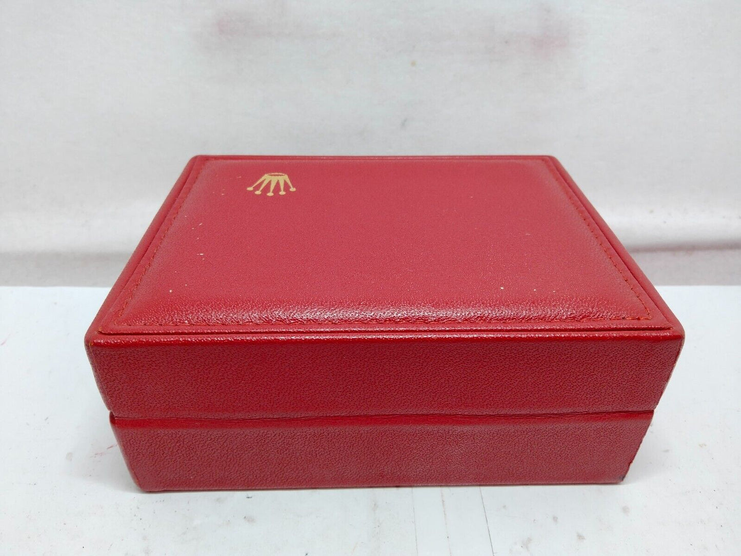 VINTAGE GENUINE ROLEX watch box case red 14.00.01 wood leather tag 230827013y3S