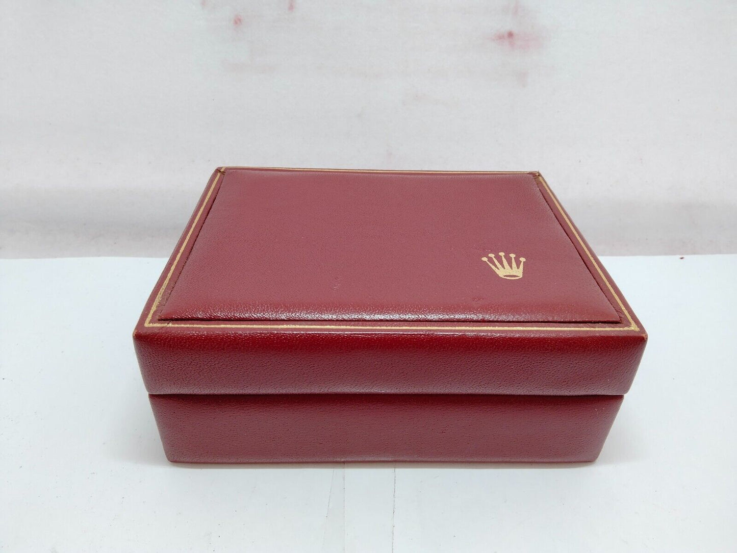 VINTAGE GENUINE ROLEX Red watch box case 14.00.08 wood leather 1019004eS