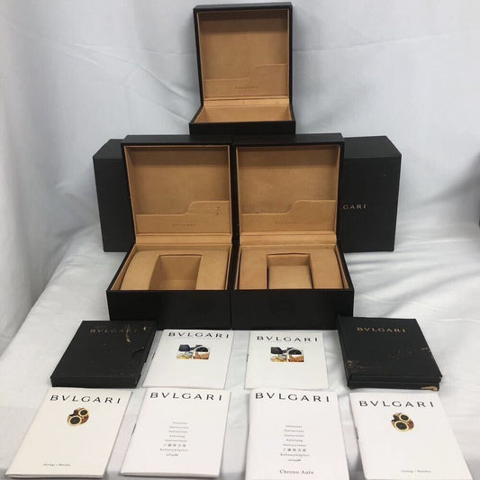 GENUINE BVLGARI watch box case booklet warranty guarantee 3 set wood 230721001yS