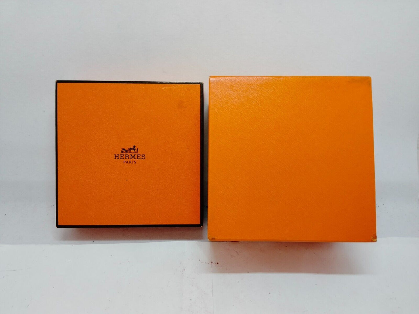 VINTAGE GENUINE HERMES watch box case 2set orange wood leather 0612005y4S