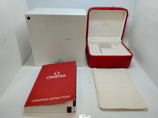 VINTAGE GENUINE OMEGA Speedmaster Seamaster watch box case red booklet 0706001yS