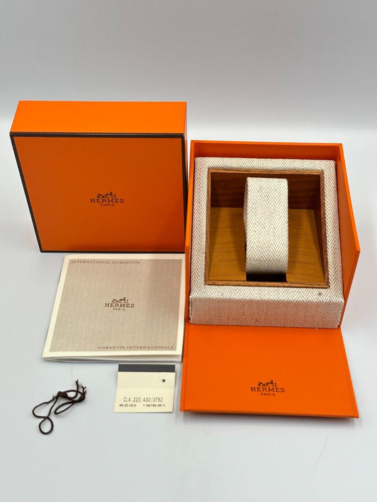 VINTAGE GENUINE HERMES orange watch box case leather wood leather 240212002yA