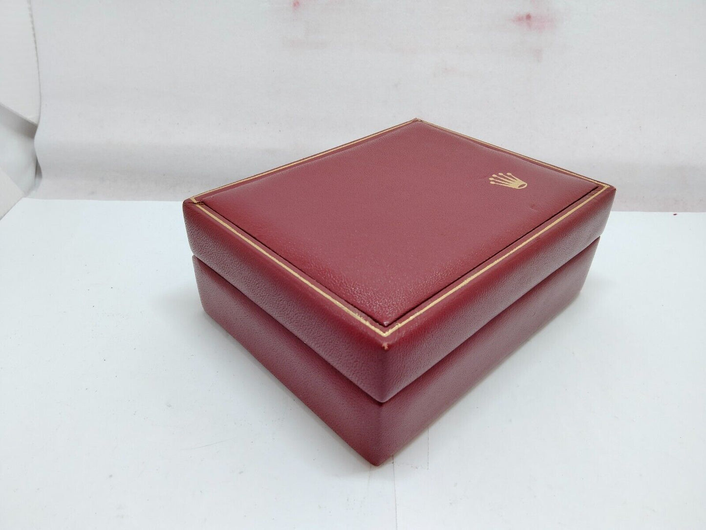 VINTAGE GENUINE ROLEX Red watch box case 14.00.08 wood leather 1019004eS