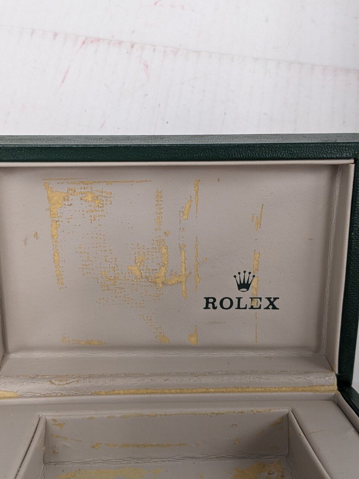 VINTAGE GENUINE ROLEX watch box case 68.00.06 green wood leather 230924012y8S