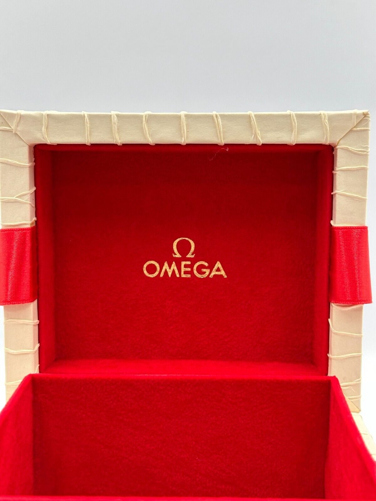 VINTAGE GENUINE OMEGA Red watch box case wood leather booklet card 240217002y2A