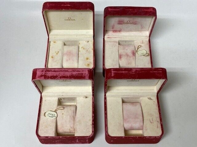 VINTAGE GENUINE OMEGA Seamaster Speedmaster watch box case red 4 set 230903004yS