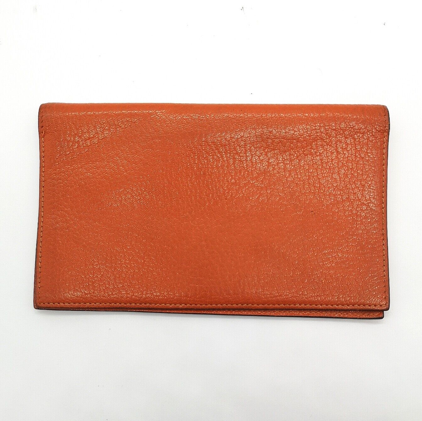 VINTAGE GENUINE HERMES orange case 17cm 10.5cm leather wallet watch box 1203009j