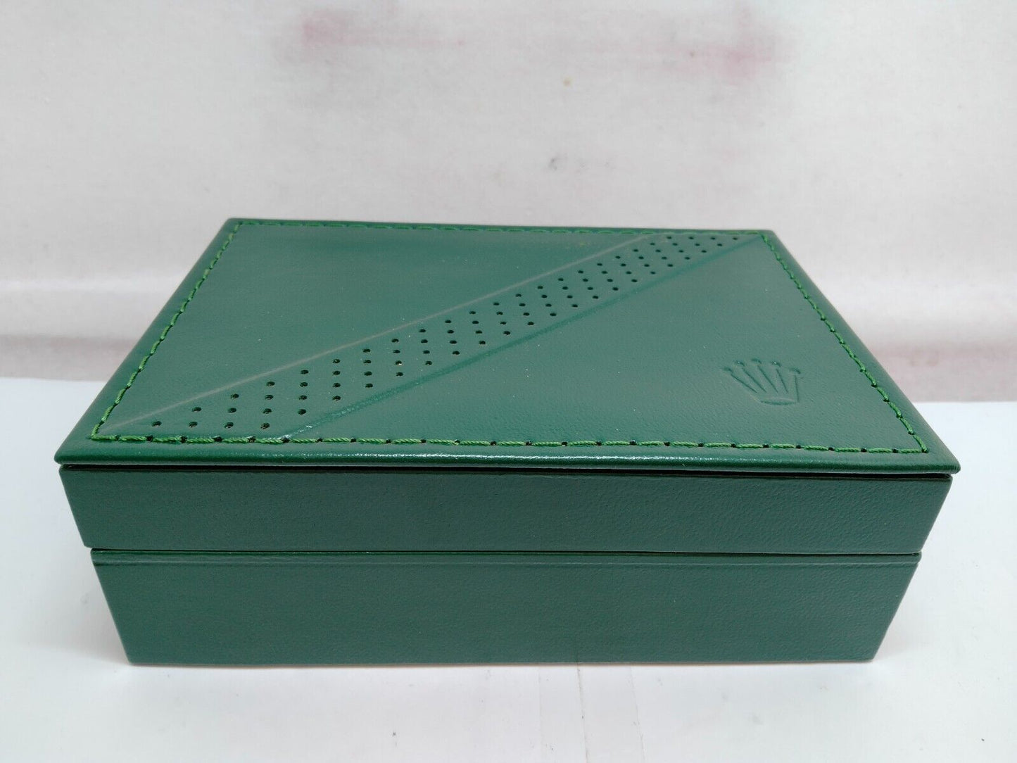 VINTAGE GENUINE ROLEX Green watch box case 68.00.2 wood leather 230808008yS