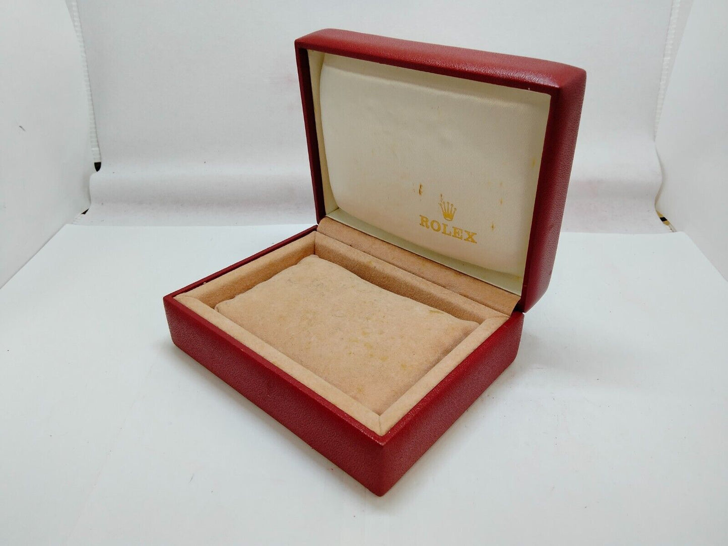 VINTAGE GENUINE ROLEX watch box case 14.00.71 leather wood red 1010002y3S