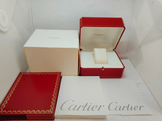 VINTAGE GENUINE CARTIER Red watch box case wood leather white 231002018yS