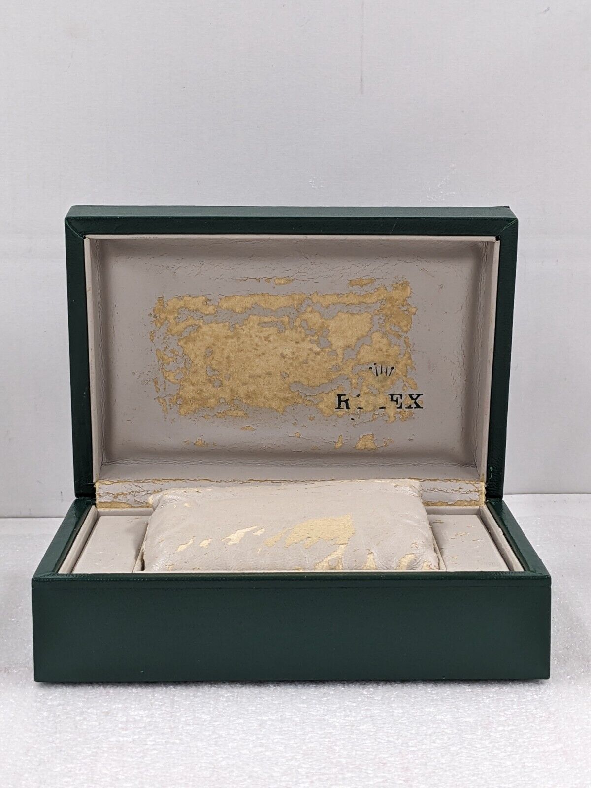 VINTAGE GENUINE ROLEX Green watch box case 68.00.06 wood leather 230701001y3S