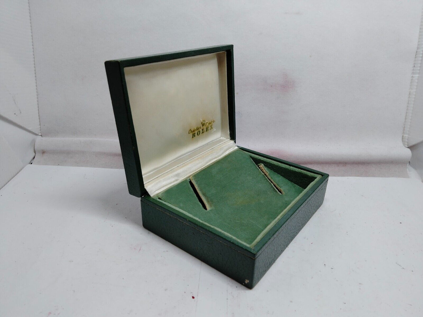 VINTAGE GENUINE ROLEX watch box case 11.00.2 pyramid green wood 230814005yS