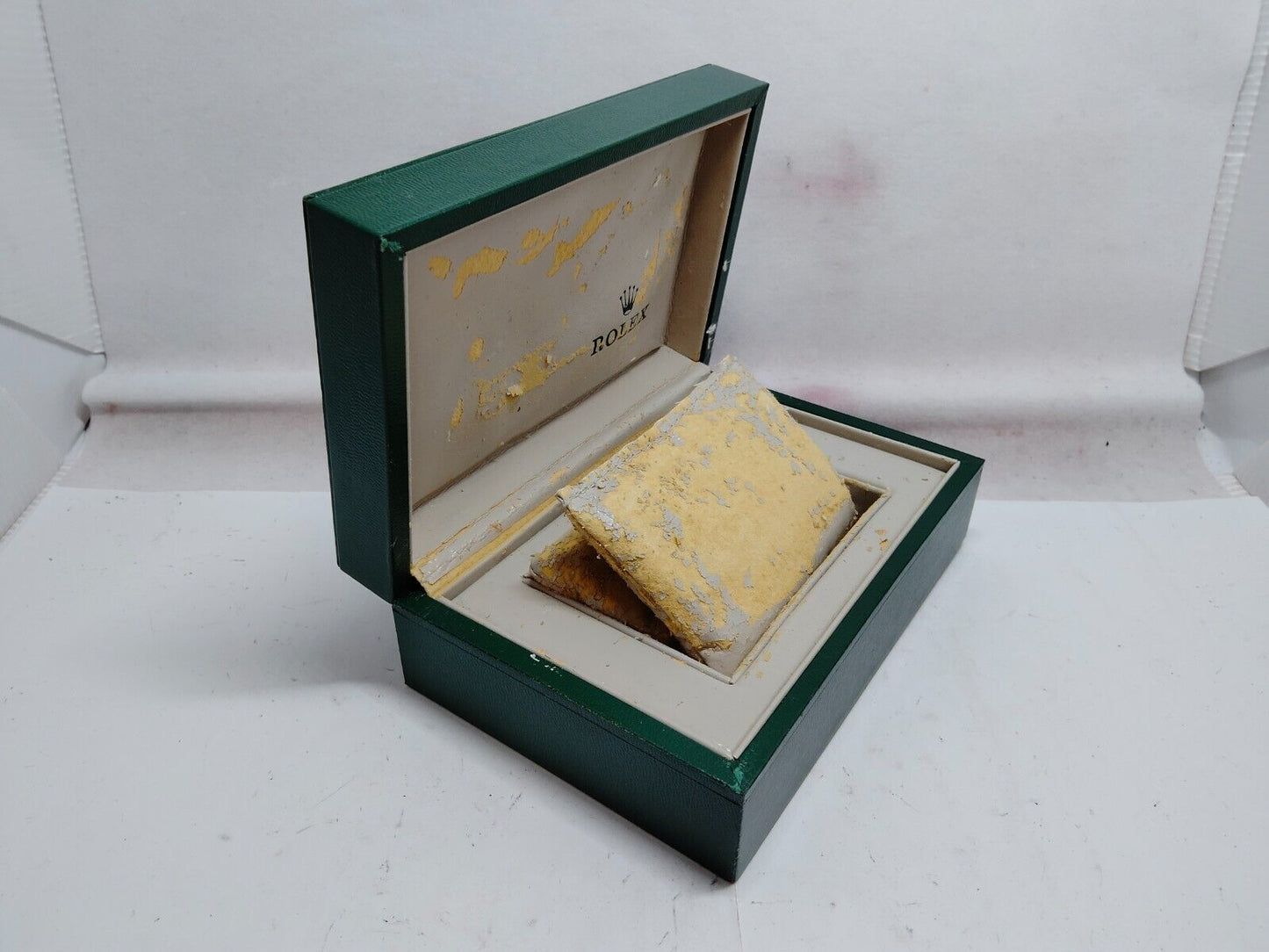 VINTAGE GENUINE ROLEX Green watch box case 68.00.06 wood leather 230701001y2S