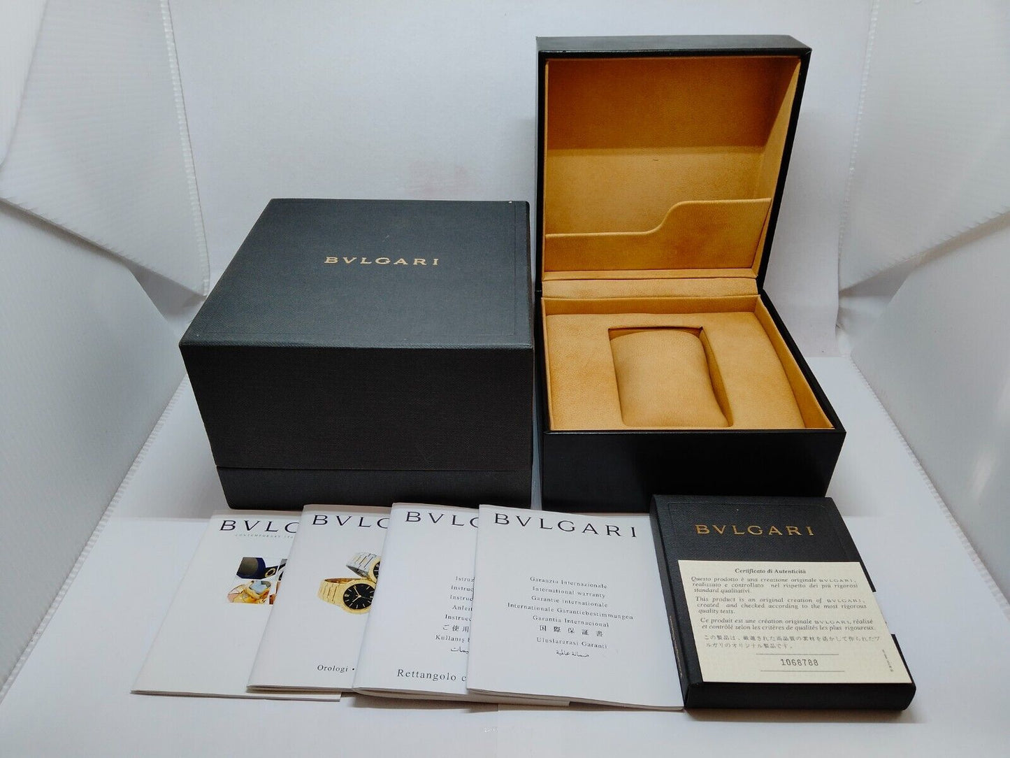 VINTAGE GENUINE BVLGARI watch box case warranty guarantee paper 1003019y3S