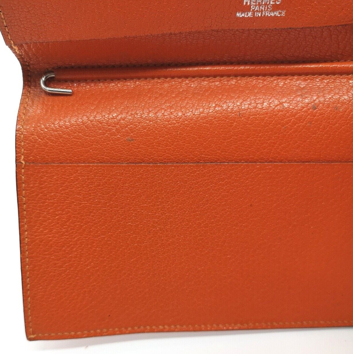 VINTAGE GENUINE HERMES orange case 17cm 10.5cm leather wallet watch box 1203009j