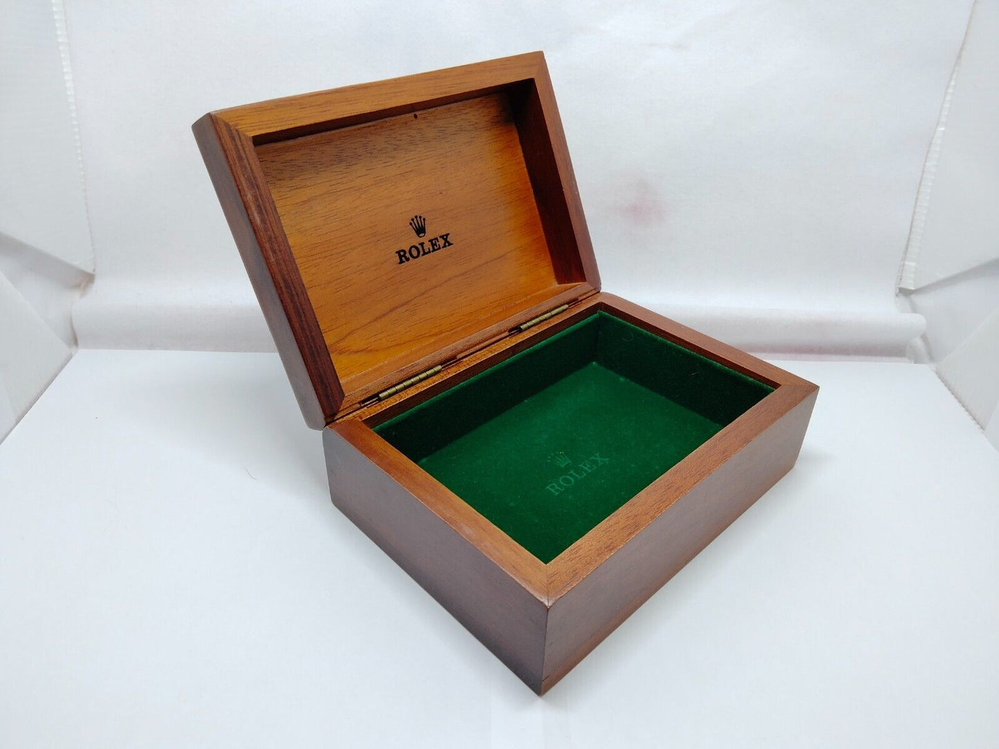 VINTAGE GENUINE ROLEX Watch Box case Wood Green no inner cushion 1115007y3S