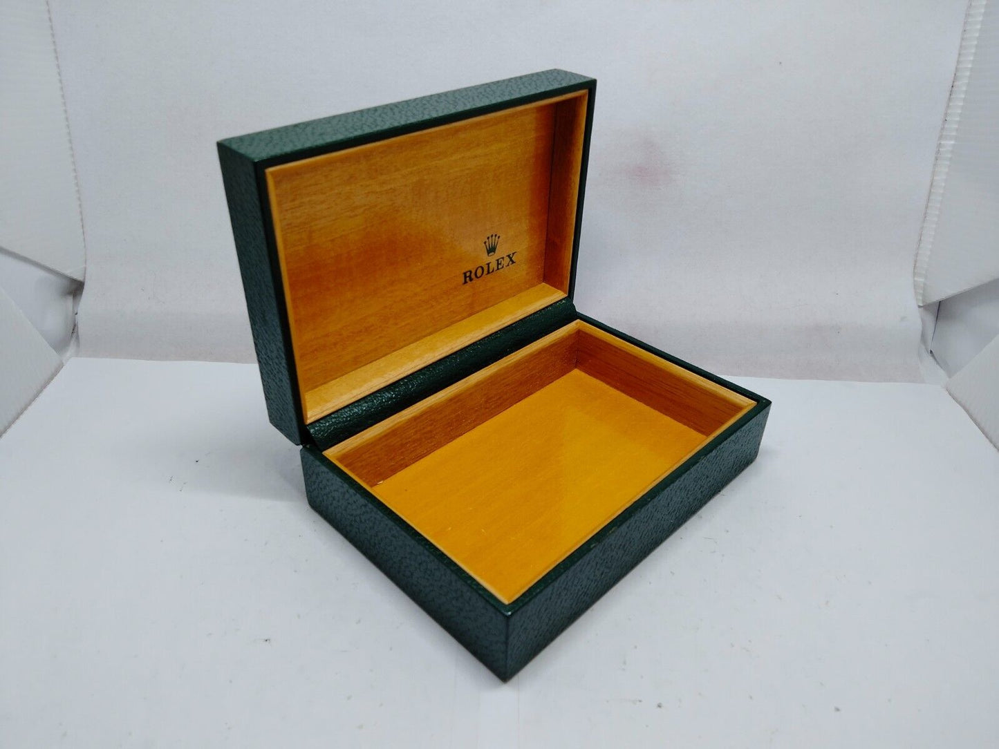 VINTAGE GENUINE ROLEX watch box case 68.00.55 Green wood no inner 0208001y3S