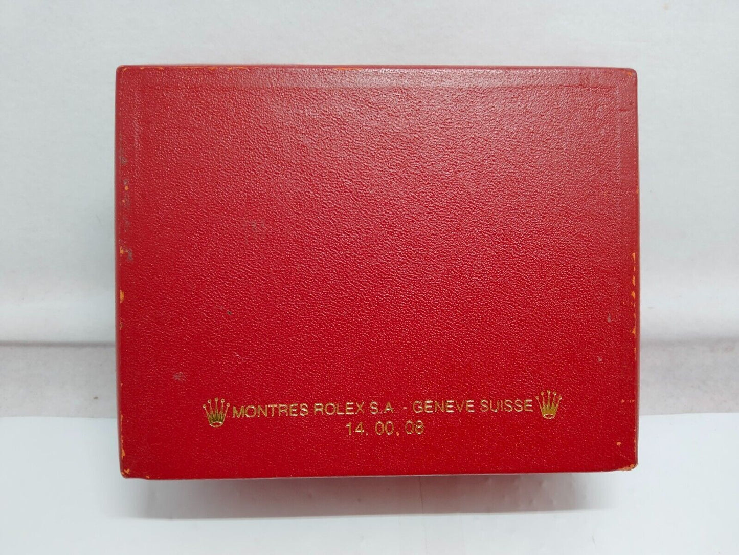 VINTAGE GENUINE ROLEX Red watch box case 14.00.08 wood leather 230804005eS