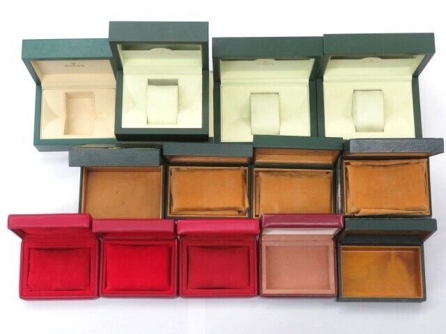 VINTAGE GENUINE ROLEX watch box case Green wood leather wave 231106002y1S