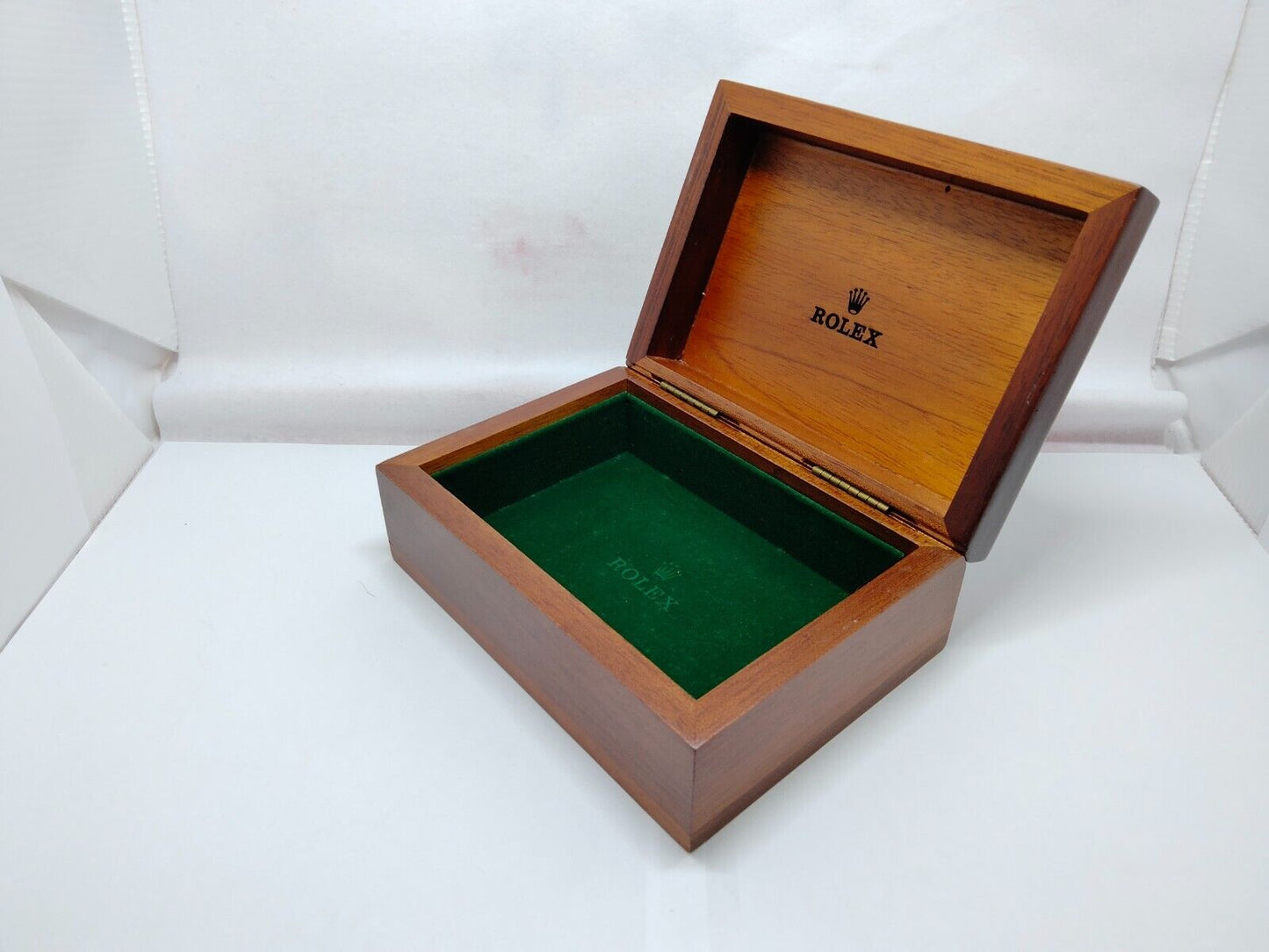 VINTAGE GENUINE ROLEX Watch Box case Wood Green no inner cushion 1115007y3S