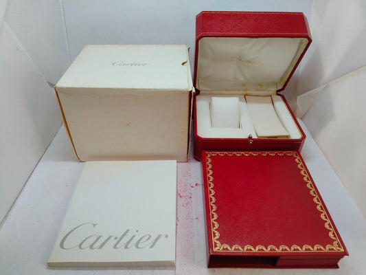 VINTAGE GENUINE CARTIER Red watch box case wood leather Booklet 231008006yS