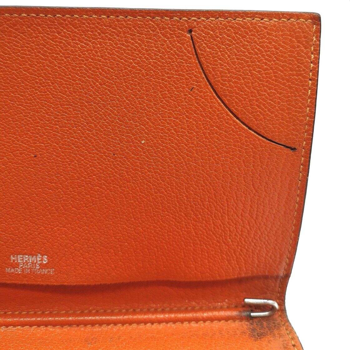 VINTAGE GENUINE HERMES orange case 17cm 10.5cm leather wallet watch box 1203009j