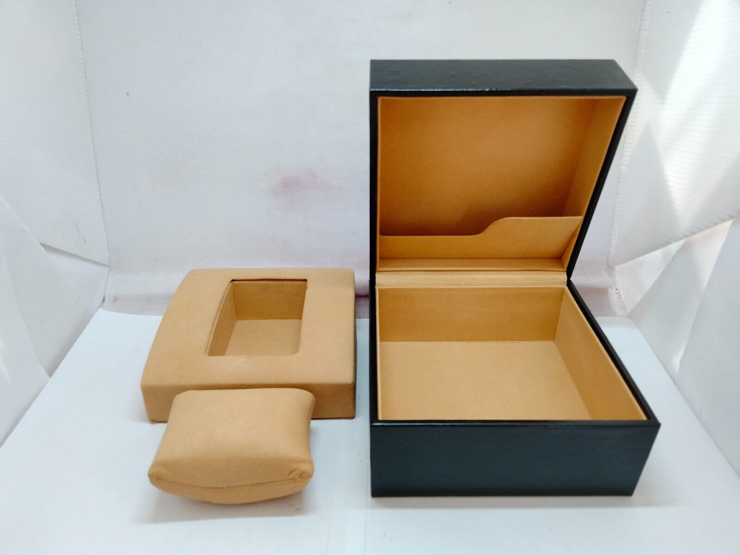 VINTAGE GENUINE  BVLGARI  watch box case wood leather 5 set black 230919013yS