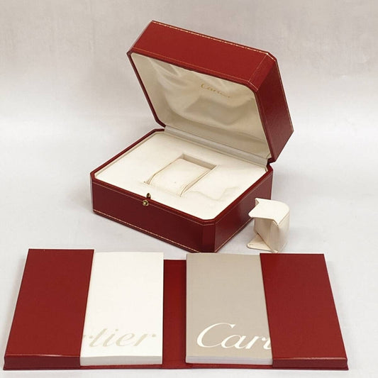 VINTAGE GENUINE CARTIER Red watch box case wood leather white 231120006yS