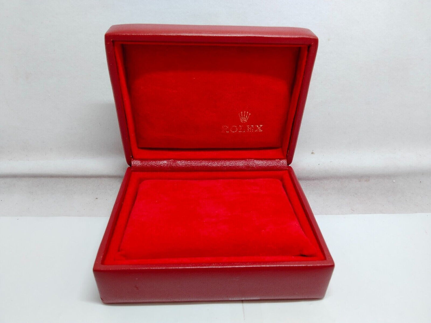 VINTAGE GENUINE ROLEX Red watch box case 14.00.08 wood leather 230804005eS