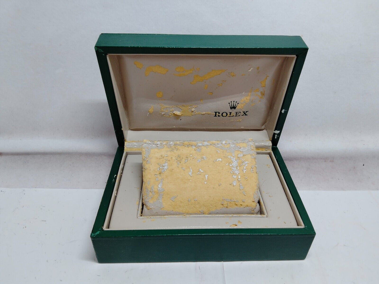 VINTAGE GENUINE ROLEX Green watch box case 68.00.06 wood leather 230701001y2S