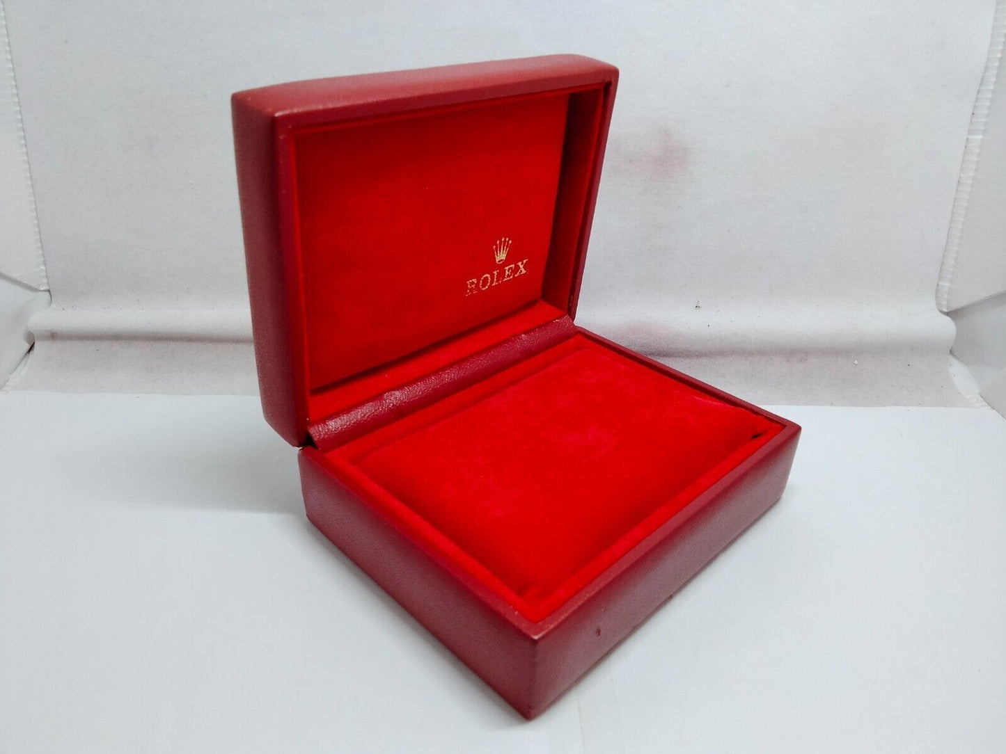 VINTAGE GENUINE ROLEX Red watch box case 14.00.08 wood leather 230804005eS