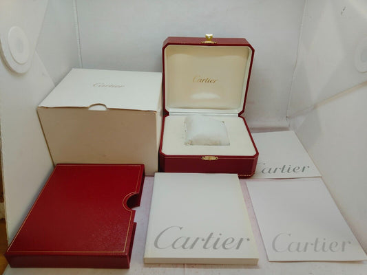 VINTAGE GENUINE CARTIER Red watch box case wood leather white 231002016yS