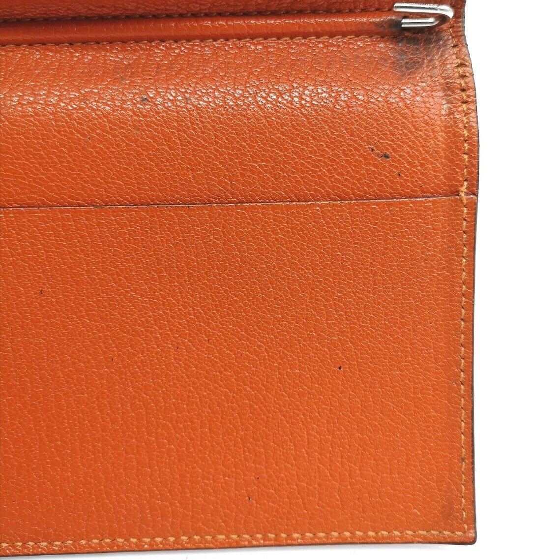 VINTAGE GENUINE HERMES orange case 17cm 10.5cm leather wallet watch box 1203009j