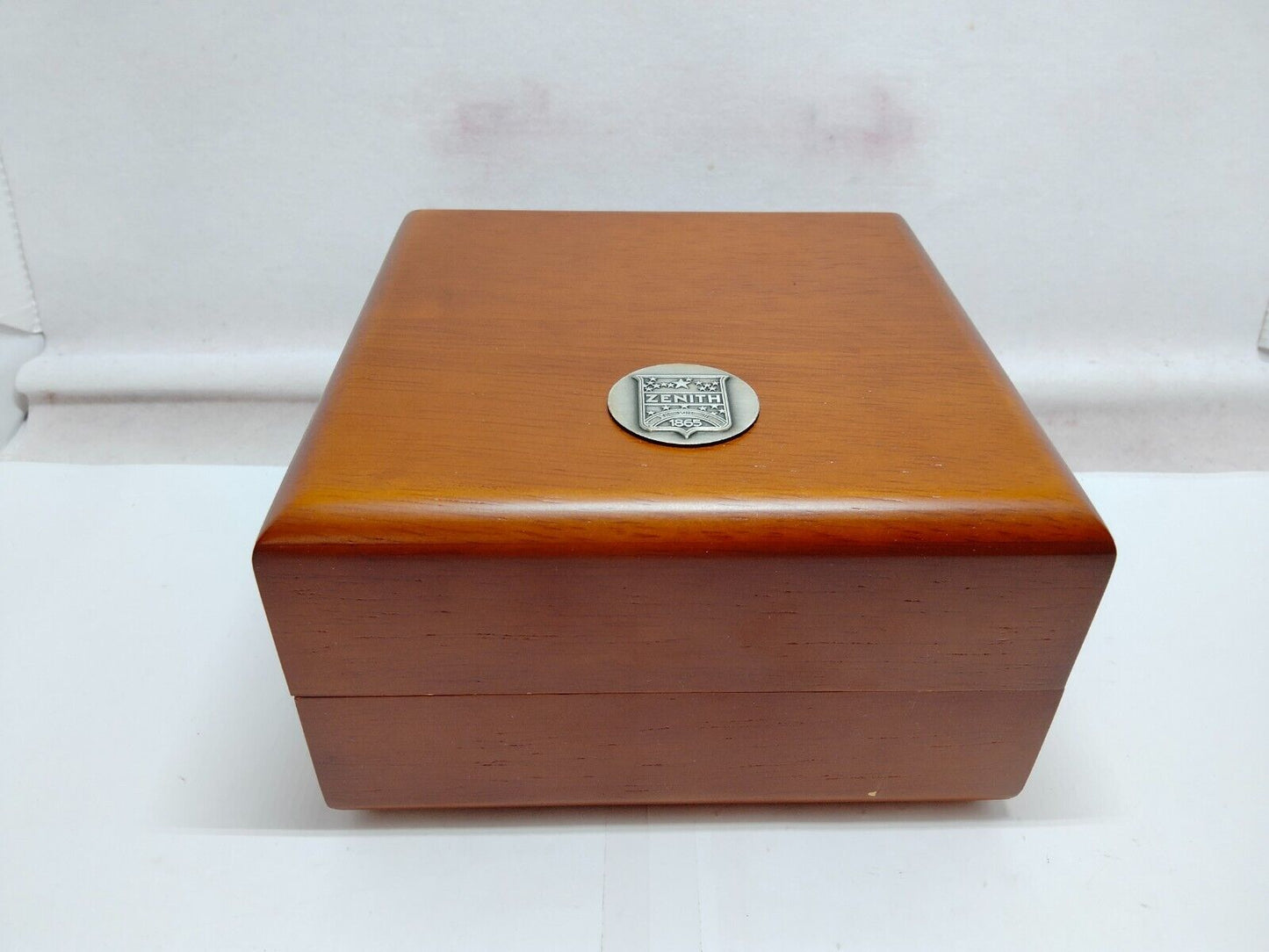 VINTAGE GENUINE ZENITH Brown wood watch box case booklet leather 230716019y1S