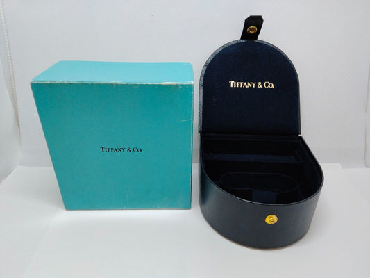 VINTAGE GENUINE Tiffany&Co. watch case box black leather 0529014yS