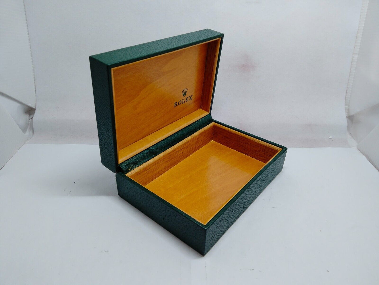 VINTAGE GENUINE ROLEX watch box case 68.00.55 Green wood leather 1223004y1S