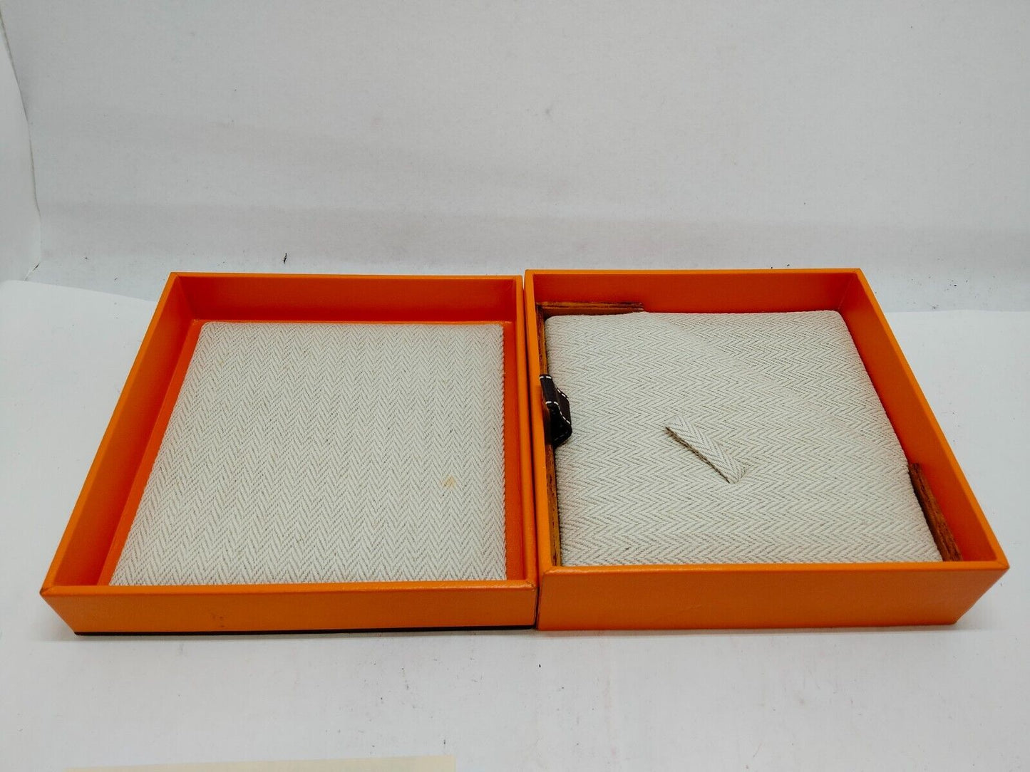 VINTAGE GENUINE HERMES watch box case 2set orange wood leather 0612005y4S