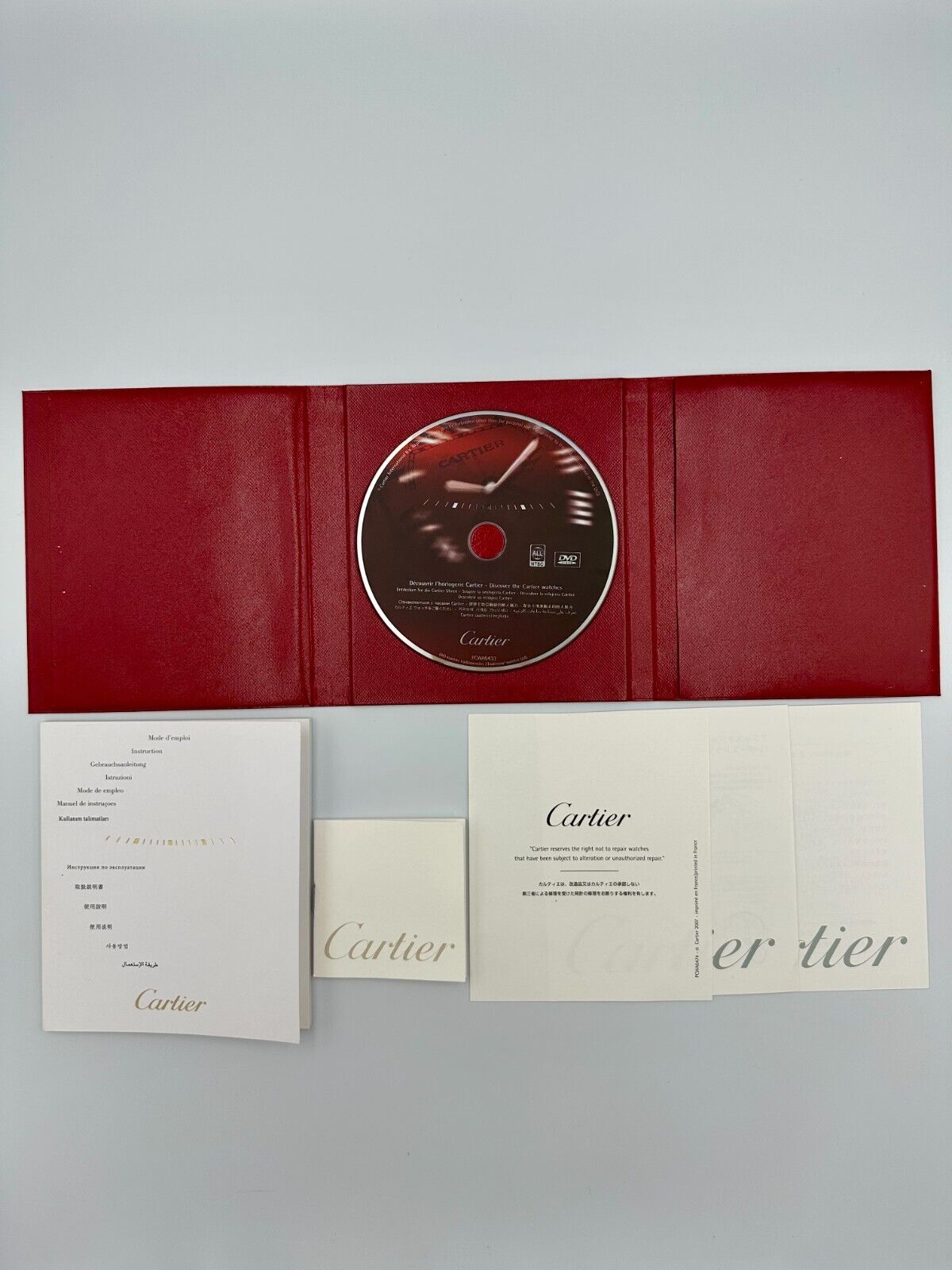 VINTAGE GENUINE Cartier Red COWA 0043 watch box case booklet DVD 240115006yA