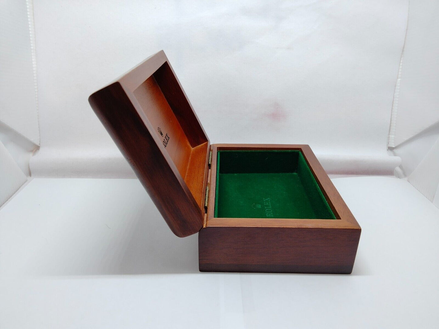 VINTAGE GENUINE ROLEX Watch Box case Wood Green no inner cushion 1115007y3S