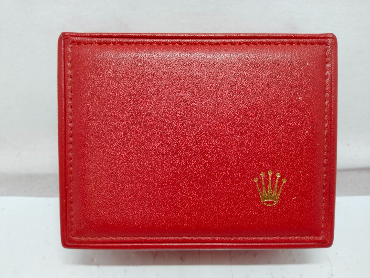 VINTAGE GENUINE ROLEX watch box case red 14.00.01 wood leather tag 230827013y3S