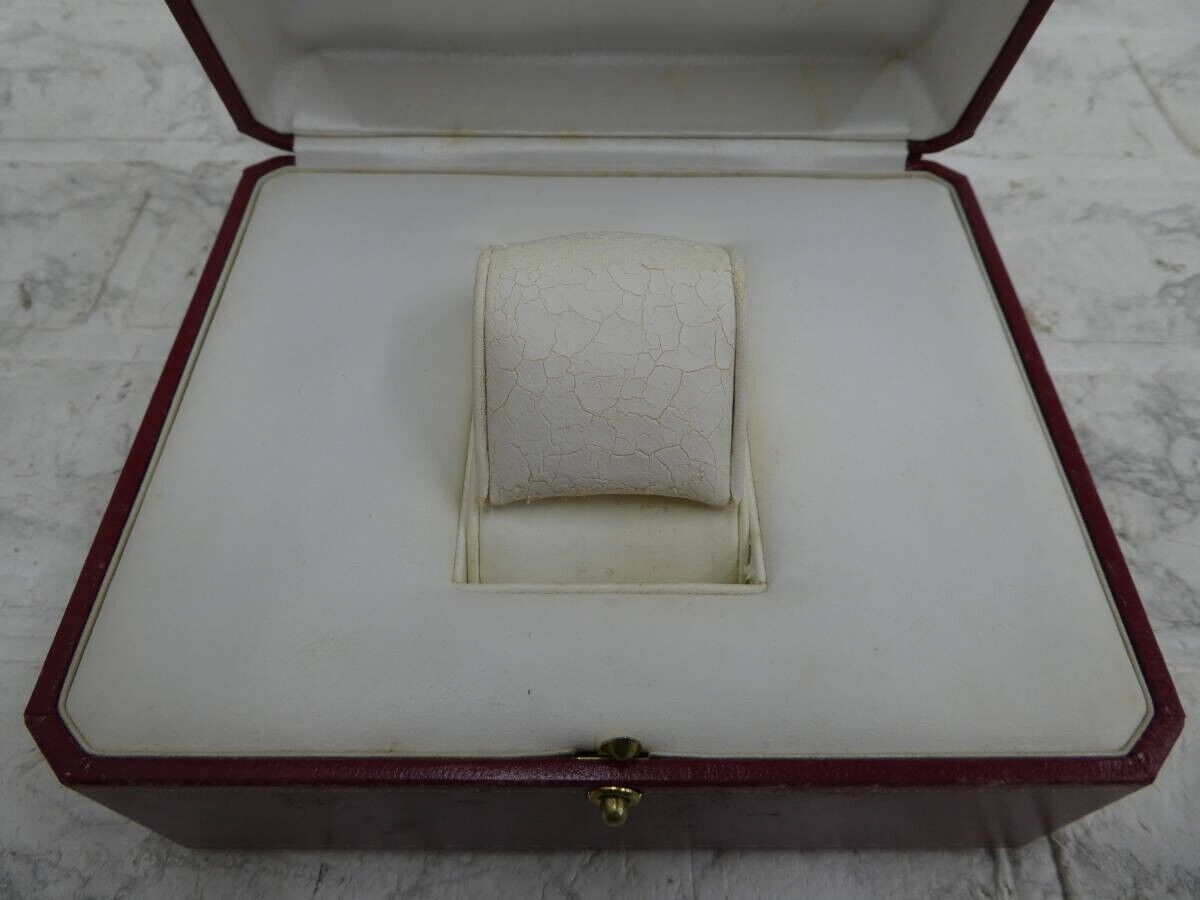 VINTAGE GENUINE CARTIER watch box case Red wood leather white 231209002yS