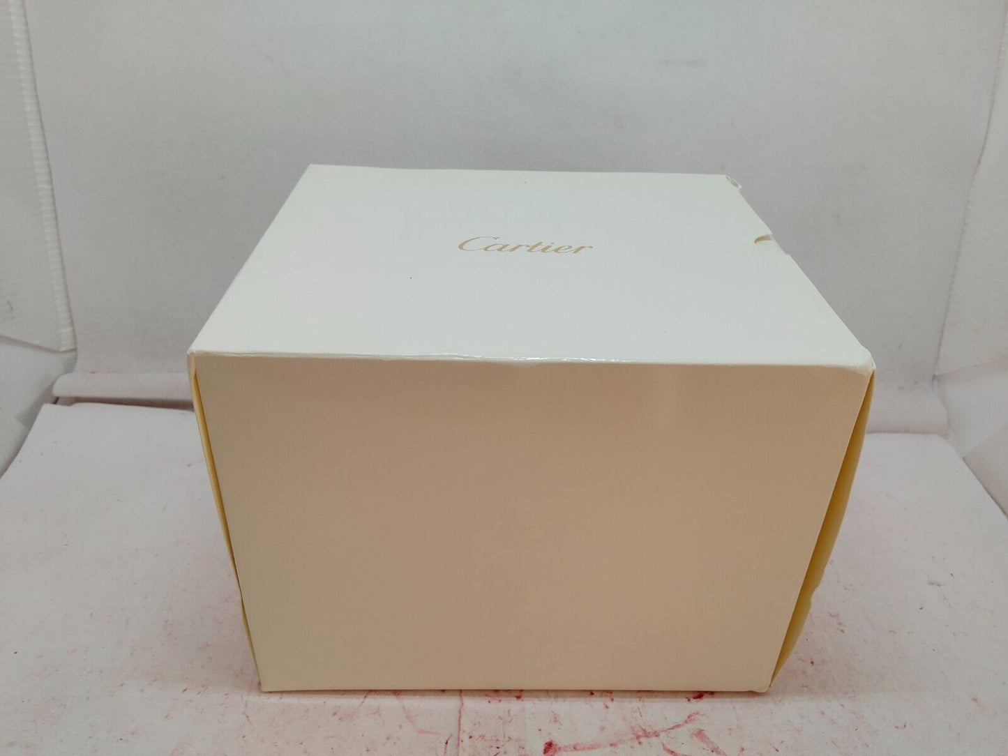 VINTAGE GENUINE CARTIER Red watch box case wood leather white 231002018yS